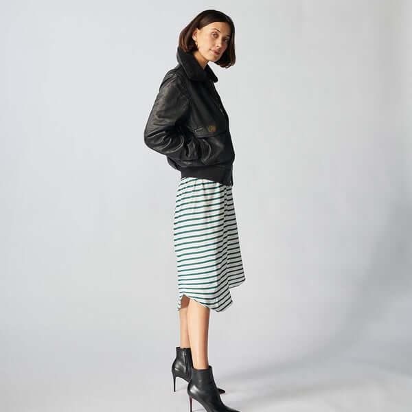 Zermatt Leather Bomber Jacket For Women-3