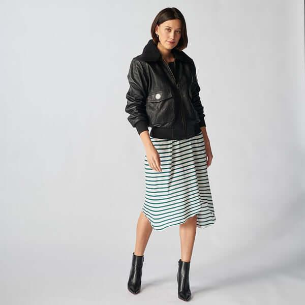 Zermatt Leather Bomber Jacket For Women-5