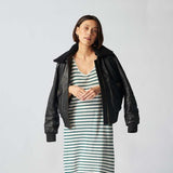 Zermatt Leather Bomber Jacket For Women-6