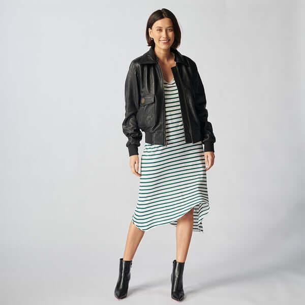 Zermatt Leather Bomber Jacket For Women-7