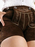 Bavarian lederhosen ladies short Ina Chocolate Brown-2