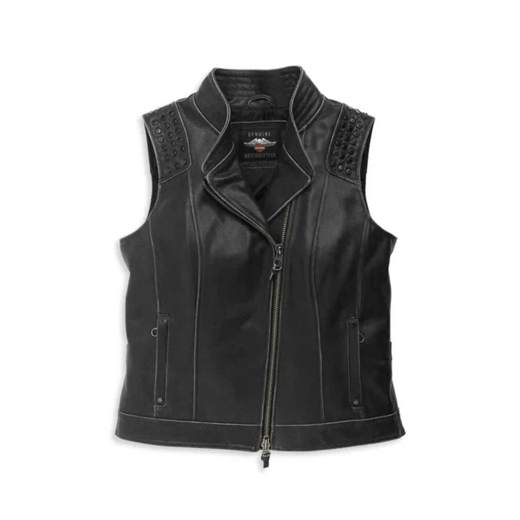 Harley Davidson Womens Electra Studded Leather Vest
