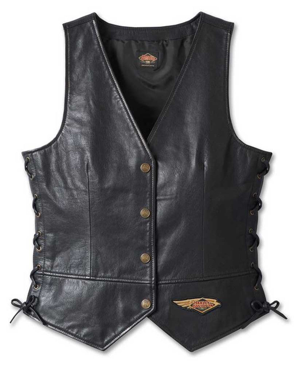 Harley Davidson 120 Years Womens Laced Side Leather Vest