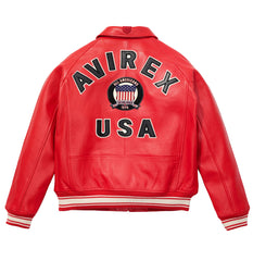 Avirex Womens Icon Leather Jacket Red