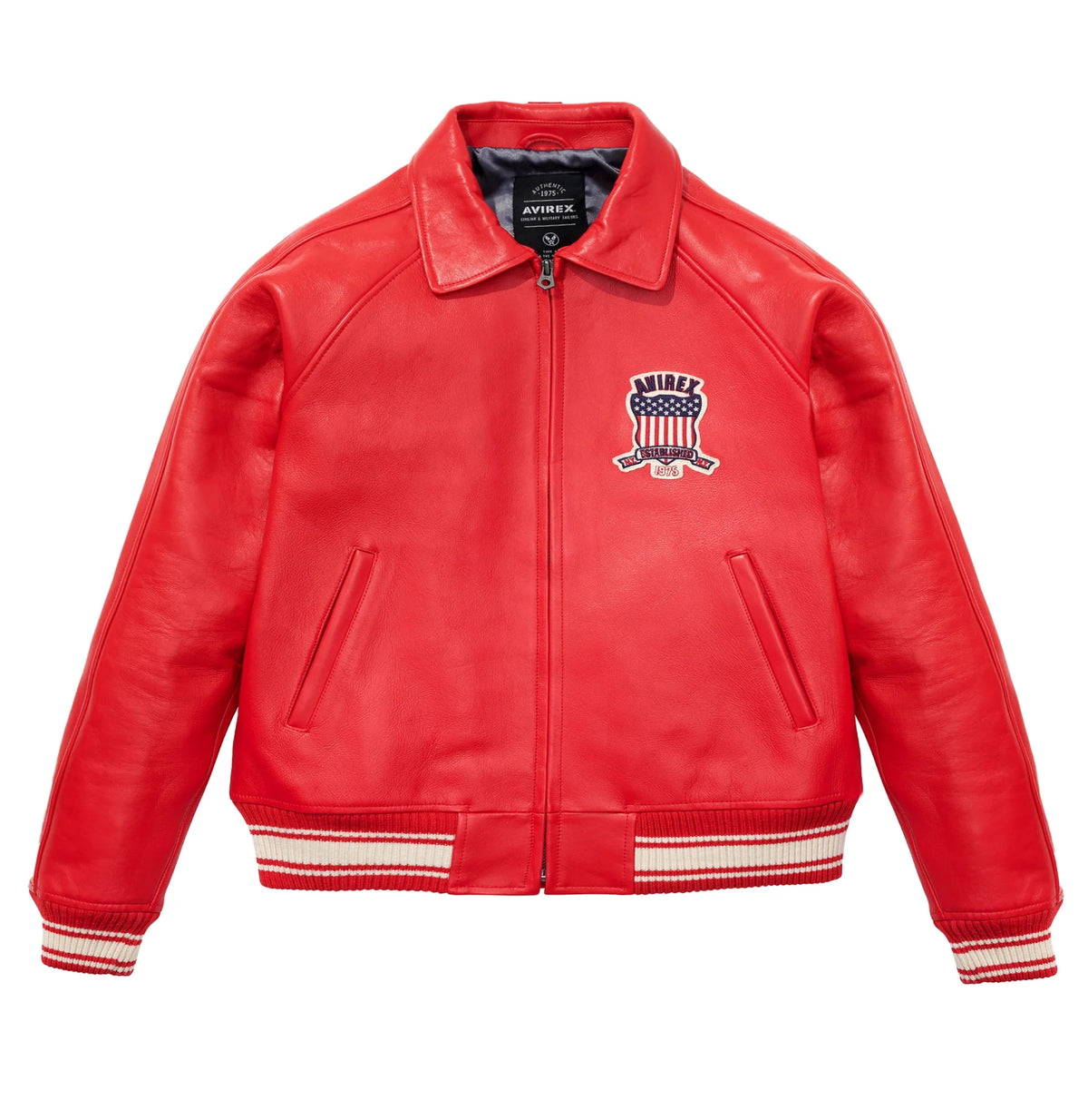 Avirex Womens Icon Leather Jacket Red