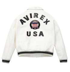 Mens Avirex Icon White Leather Jacket