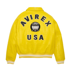 Mens Avirex Croc Icon Yellow Leather Jacket
