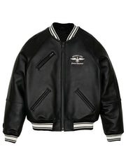 Mens Avirex Stadium Black Leather Jacket