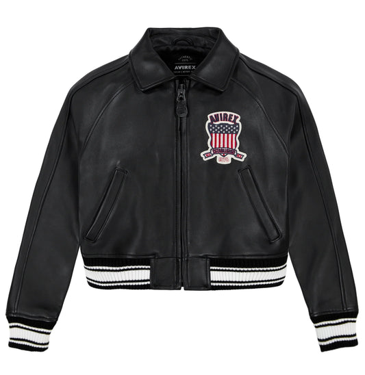 Womens Black Avirex Cropped Icon Jacket