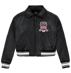 Womens Black Avirex Cropped Icon Jacket