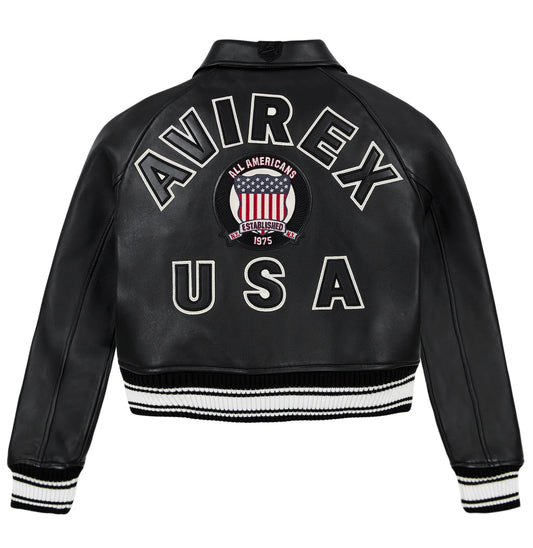 Womens Black Avirex Cropped Icon Jacket