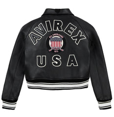Womens Black Avirex Cropped Icon Jacket