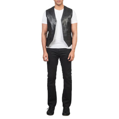 Black-Button-Up-Leather-Vest