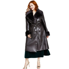Black-Faux-Leather-Faux-Fur-Trim-Trench-Coat-Model