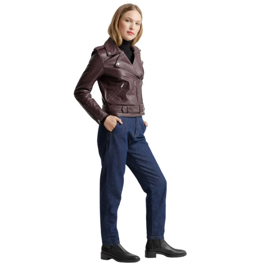 Burgundy-Leather-Moto-Jacket-Model