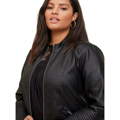 Collarless-Faux-Leather-Moto-Jacket-Front