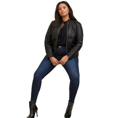 Collarless-Faux-Leather-Moto-Jacket-Style