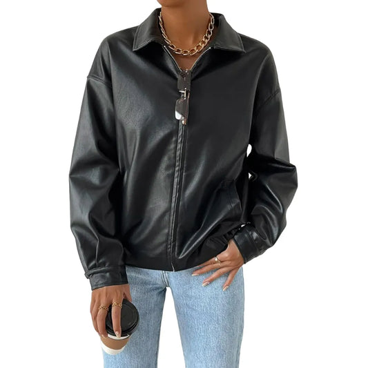 Faux-Leather-Drop-Shoulder-Oversized-Jacket-Front