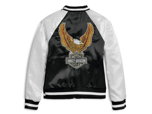 Womens Black Harley Davidson Leather Bomber Jacket