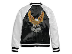 Womens Black Harley Davidson Leather Bomber Jacket