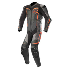 LeatherJacketGear-GP-Plus-V2-Camo-1-Piece-Leather-Suit-Black-Red-Front