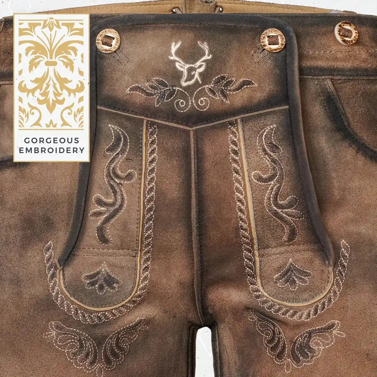 Lederhosen-Men-Kneebound-Antique-Waxed-Brown-Embroidery