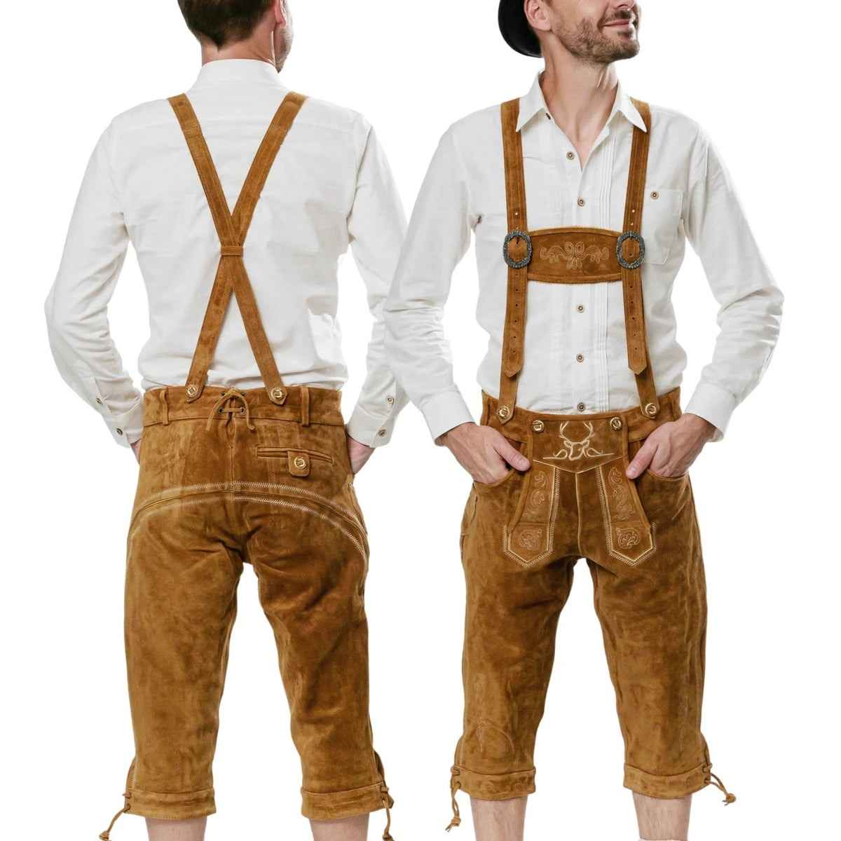 Lederhosen-Men-Kneebound-Light-Brown-Model-Front-Back
