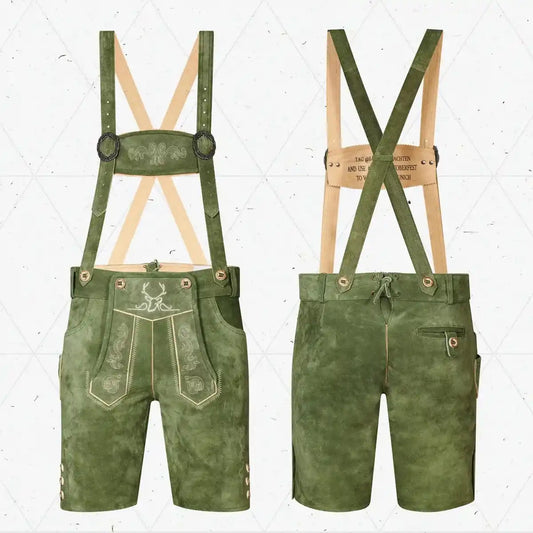 Lederhosen-Men-Short-Green-Front-Back