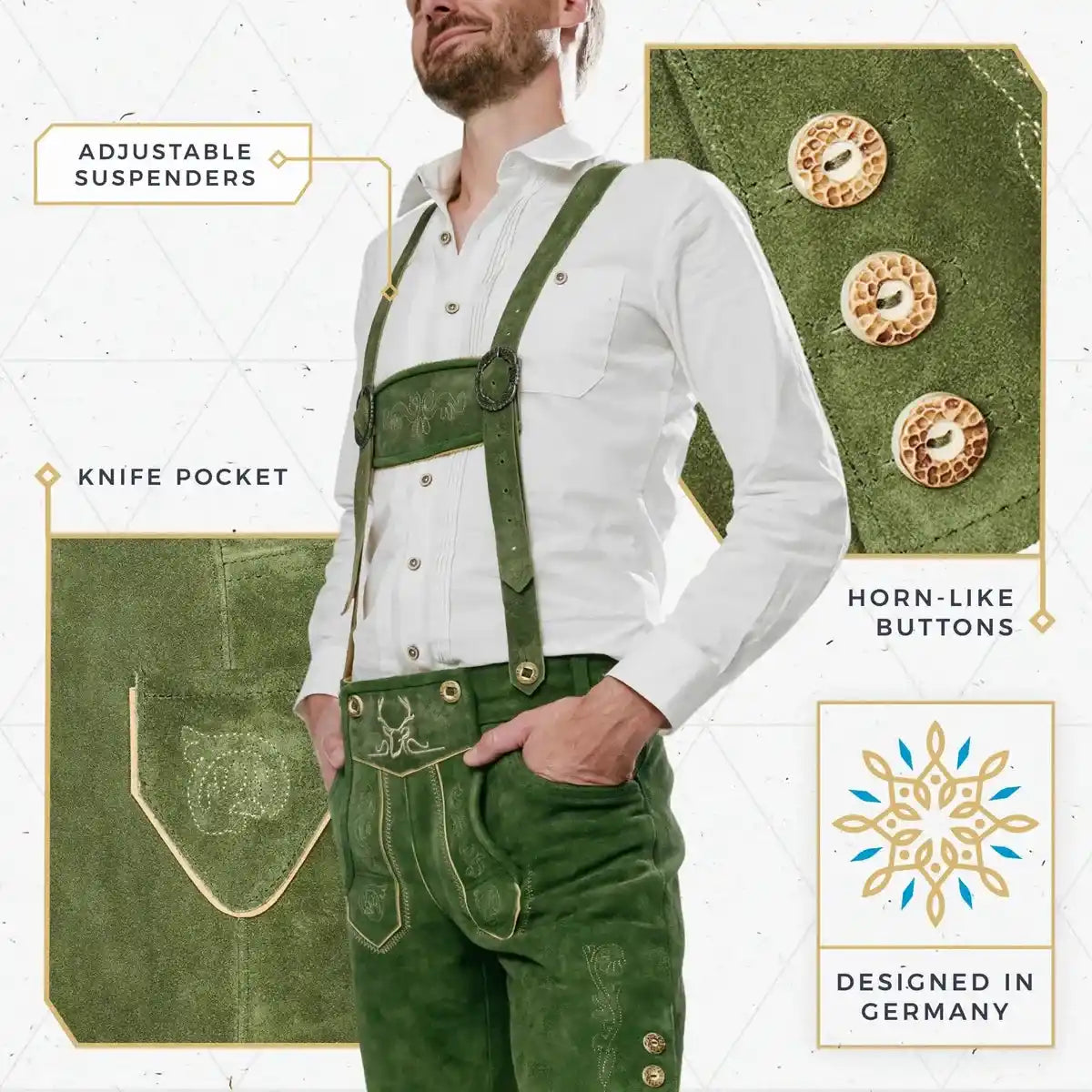 Lederhosen-Men-Short-Green-Front-Features