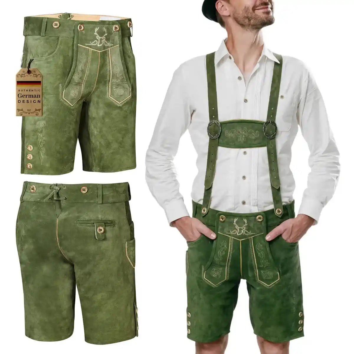 Lederhosen-Men-Short-Green-Model-Left