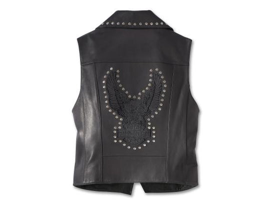 Harley Davidson Womens Classic Eagle Studded Leather Vest