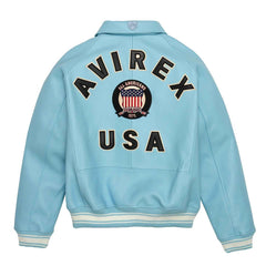 Womens Light Blue Avirex Leather Jacket