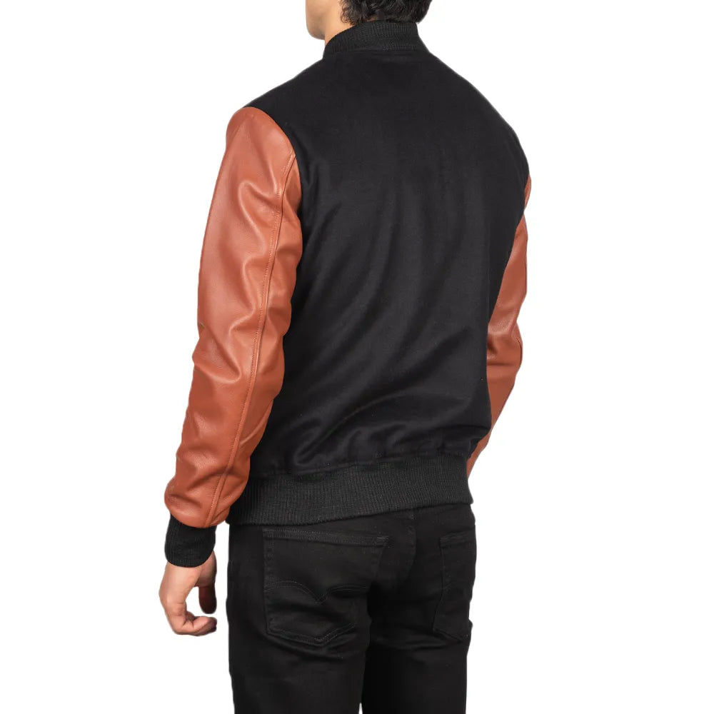 Mens-Black-And-Brown-Varsity-Jacket-Back