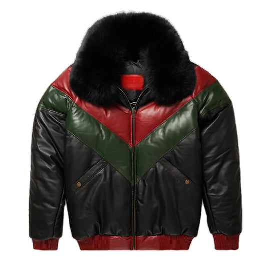 Mens-Multicolor-Lambskin-Leather-V-Bomber-Jacket