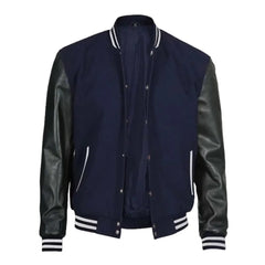 Mens-Navy-Blue-Varsity-Jacket