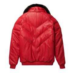 Mens-Red-V-Bomber-Leather-Jacket-Back