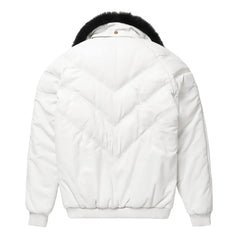 Mens-White-V-Bomber-Leather-Jacket-Back