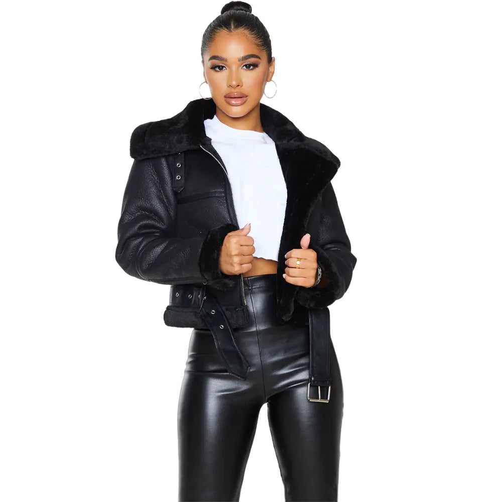 Petite-Black-Faux-Leather-Cotton-On-Aviator-Jacket