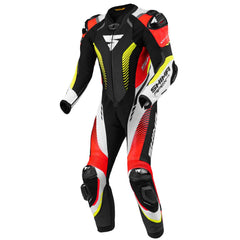 Shima-Apex-RS-One-Piece-Leather-Suit-White-Yellow-Red-Front