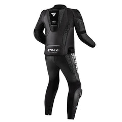 Shima-STR-2Mens-2PC-Leather-Suit-Black-Gray-Back