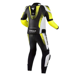 Shima-STR-2Mens-2PC-Leather-Suit-Black-White-Yellow-Back