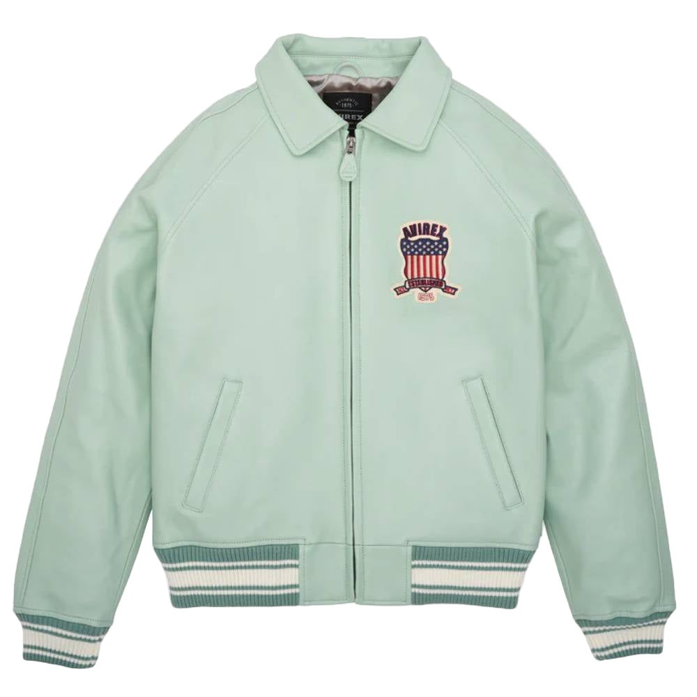 Womens Avirex Icon Seafoam Leather Jacket