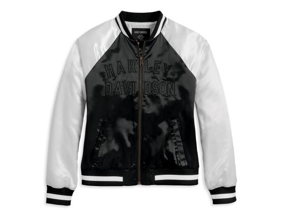 Womens Black Harley Davidson Leather Bomber Jacket