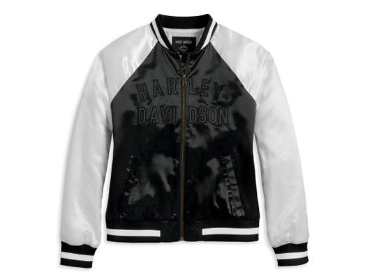 Womens Black Harley Davidson Leather Bomber Jacket