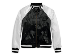Womens Black Harley Davidson Leather Bomber Jacket