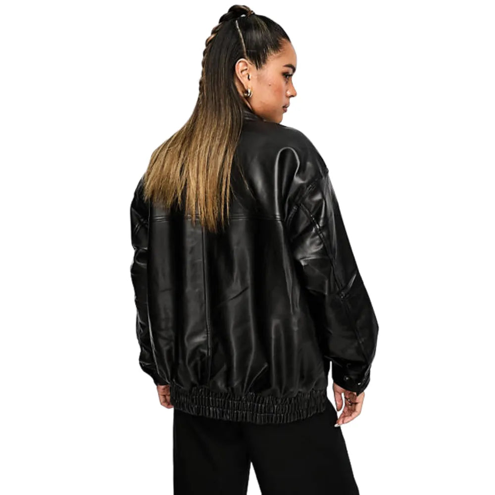 Womens-Faux-Leather-Bomber-Jacket-Back