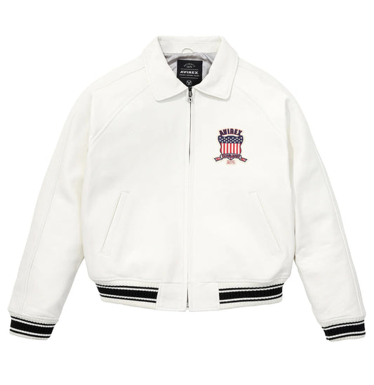 Mens Avirex Icon White Leather Jacket