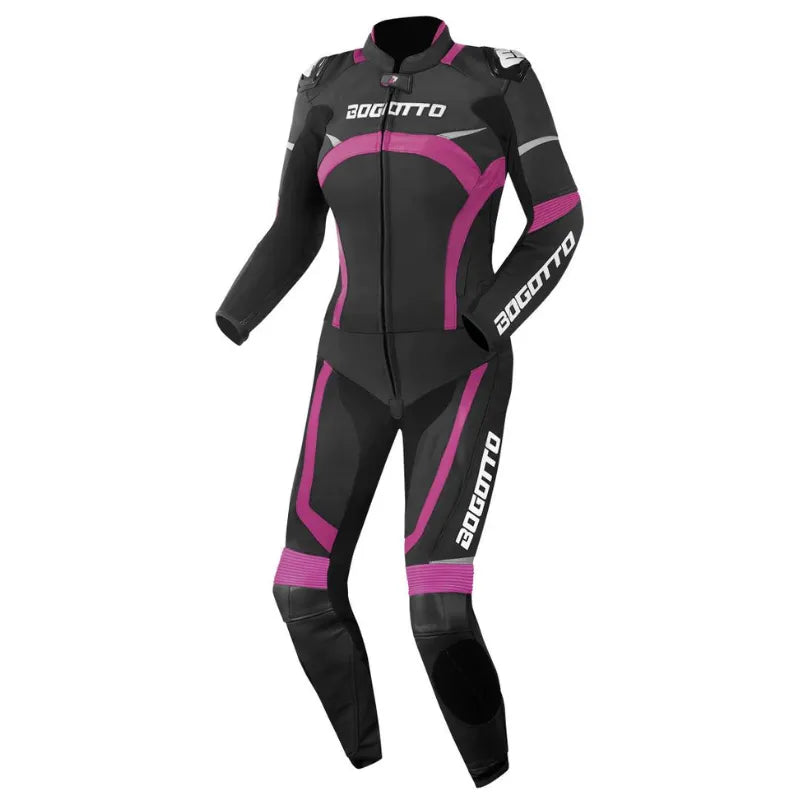 bogotto-misano-ladies-2-piece-leather-suit-black-fuchsia-front