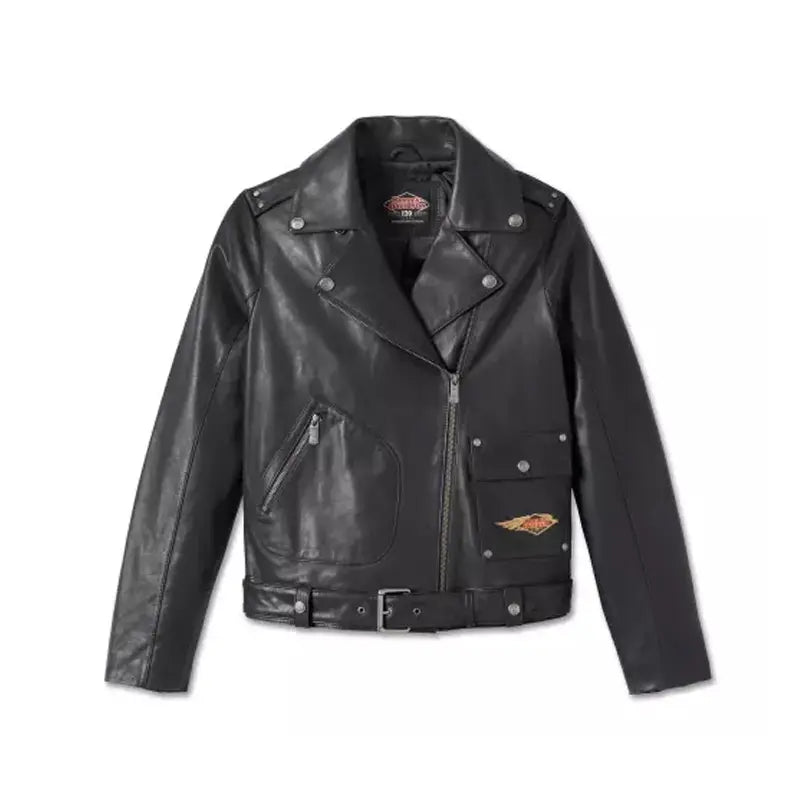 Harley Davidson Womens D Pocket Black Biker Leather Jacket
