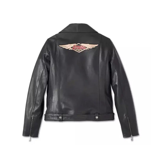 Harley Davidson Womens D Pocket Black Biker Leather Jacket